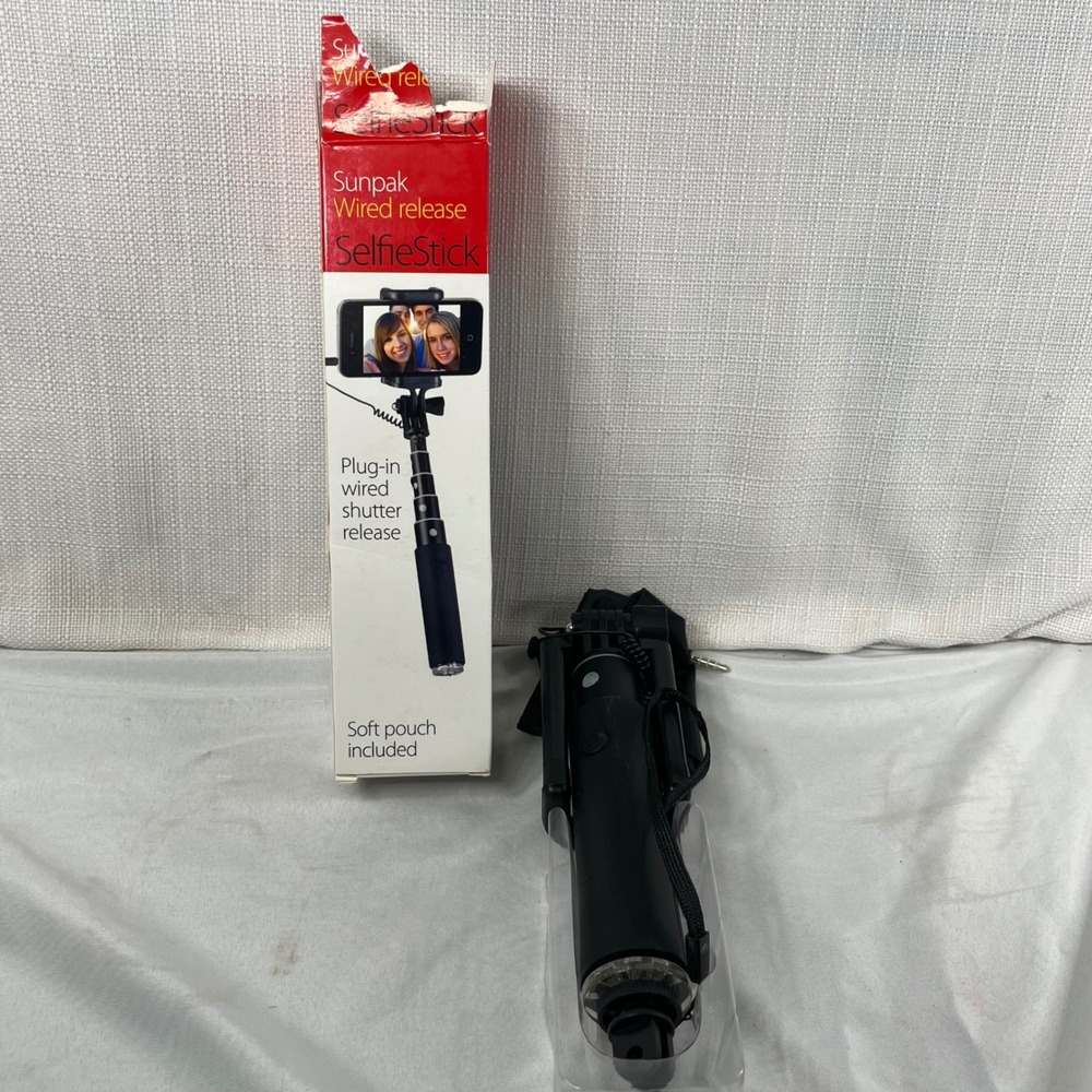 Sunpak Wired Release Selfie Stick Black 1094130 for Smartphones and GoPro